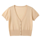 Outerwear Jerseys Summer Cardigan Women Cropped Blouses Korean Fashion Style Cute V-neck Women's Coat Black Bolero Woman Basic - Matrix Studios