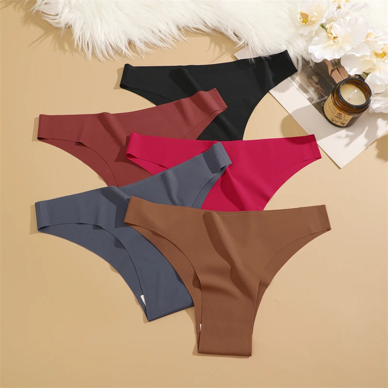 3Pcs Ultra-thin Seamless Silk Underwear Women's Panties Sexy Low-Waist Stretch Bikini Solid Color Briefs Lingerie XS-XXL Fashion - Matrix Studios