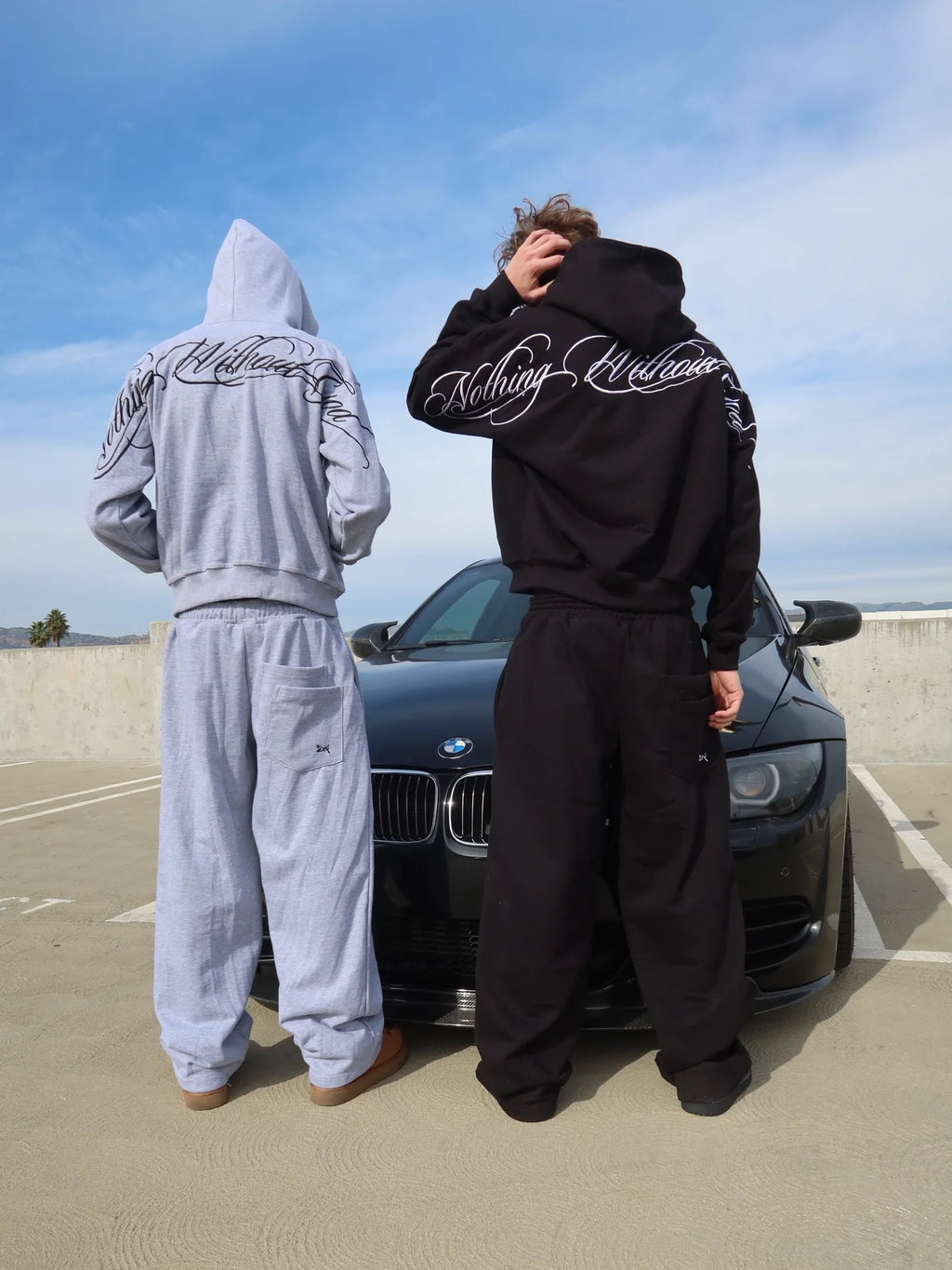Y2k Street Style Large Area Embroidered Back Oversized Loose Hooded Sweatshirt Stretch Jogging Pants Casual Sports Pants Suit
