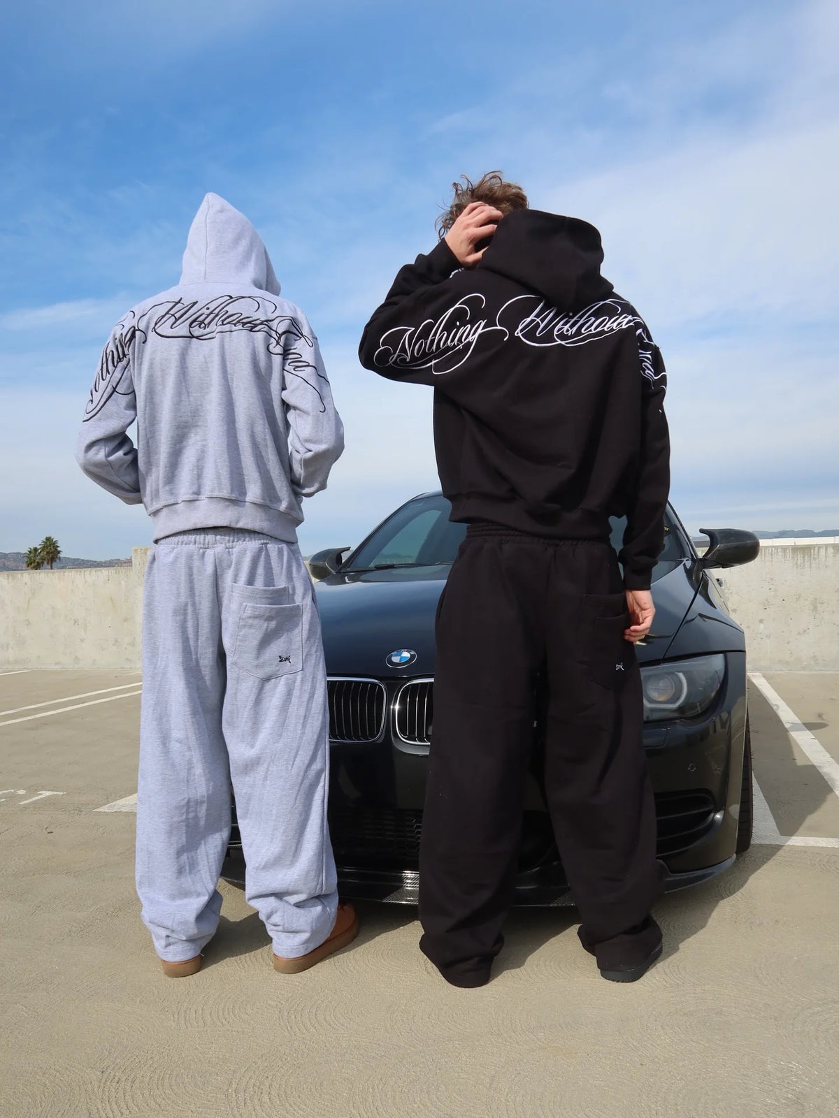 Y2k Street Style Large Area Embroidered Back Oversized Loose Hooded Sweatshirt Stretch Jogging Pants Casual Sports Pants Suit