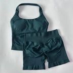 1-2pcs Gym Set Women Backless Tank Tops High Waist Scrunch Seamless Shorts High Waist Yoga Leggings Workout Sets Gym Suit - Matrix-studios.com
