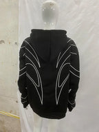 Street Retro Fashion Clothing Striped Embroidered Black Double Zipper Hoodie American Hip-hop Punk Oversized Sweatshirt Women - Matrix Studios