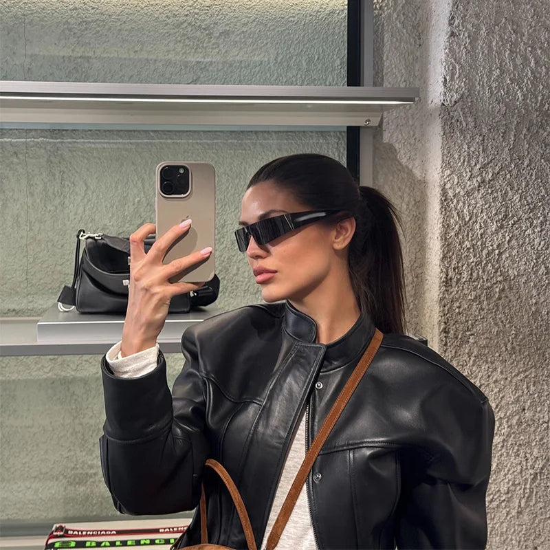 Slim Fit Faux Leather Jacket Women Classic Moto Biker PU Fitted Zipper Jackets Spring Autumn Basic Coat Office Street Outerwear - Matrix Studios