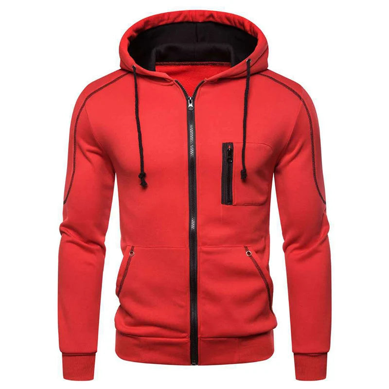 Men's Long Sleeve Zip Up Hoodie Casual Athletic Sweatshirt Hooded Jacket with Pockets Spring Fall Warm Fleece Lined Coat Outwear - Matrix Studios