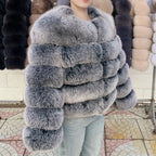 QUEENTINA 50cm Real Fox Fur Coat Women'S New Fashion Winter Furry 2025 Leather And Skin White Clothing Natural New & Jackets - Matrix Studios