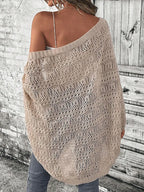 Polyester 100.00% Solid Color Camisole Knit Cardigan Elegant Front Open Bat Wing Sleeve Loose Cardigan for Women - Matrix Studios