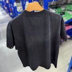 Mens Premium Acid Wash Short Sleeve T-Shirt Satoshi Nakamoto Heavy Dual Side Gold Stud Rhinestone Graphi - Matrix-studios.com