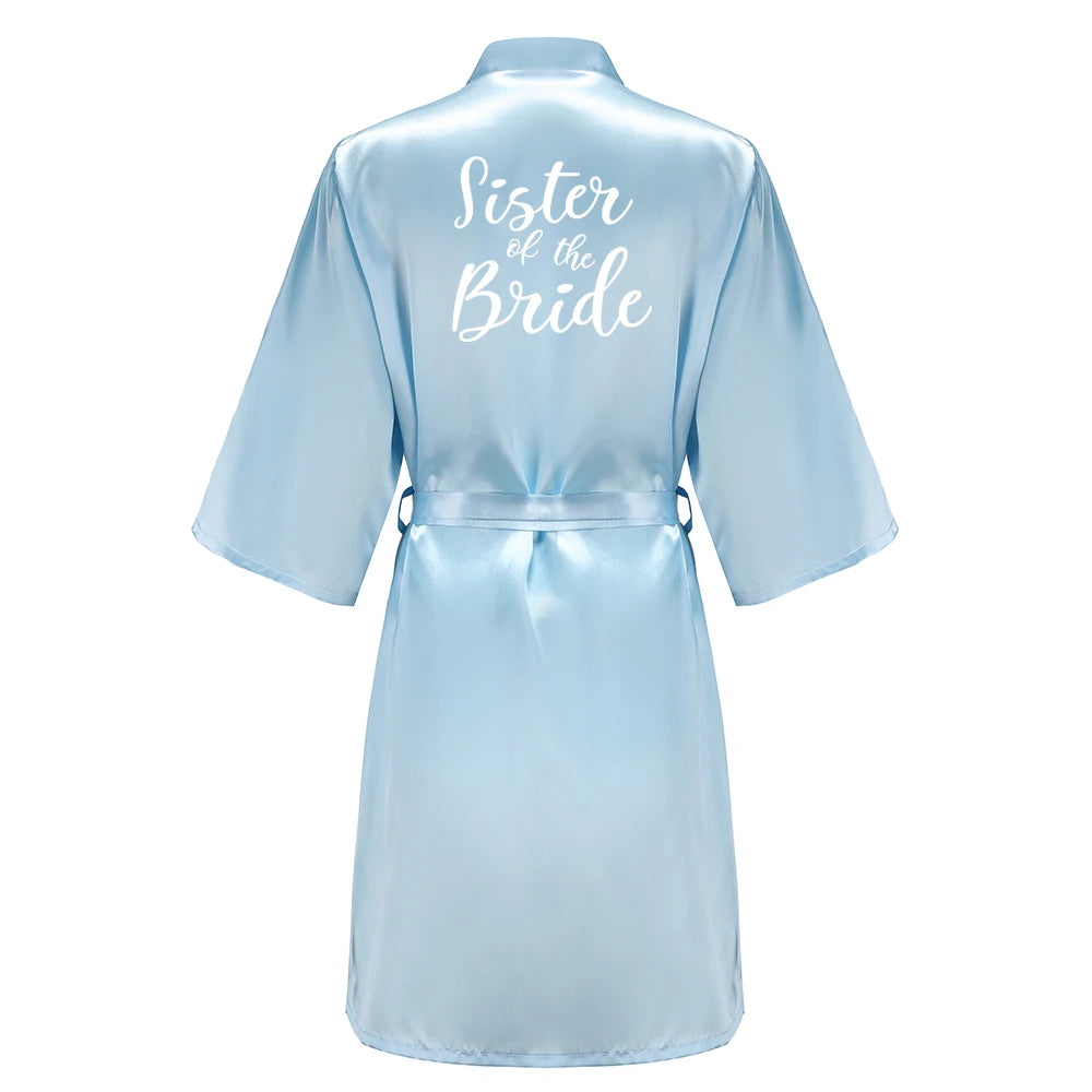 Blue Women Bathrobe White Letter Bride Bridesmaid Mother Maid of Honor Get Ready Bridal Party Robes Gifts Dressing Gown - Matrix-studios.com