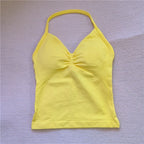 HBC Sexy V Neck Gym Tank Top Longline Strappy Vest Women Seamless Sports Running Tank Top Slim Fit Yoga Padded Workout - Matrix-studios.com