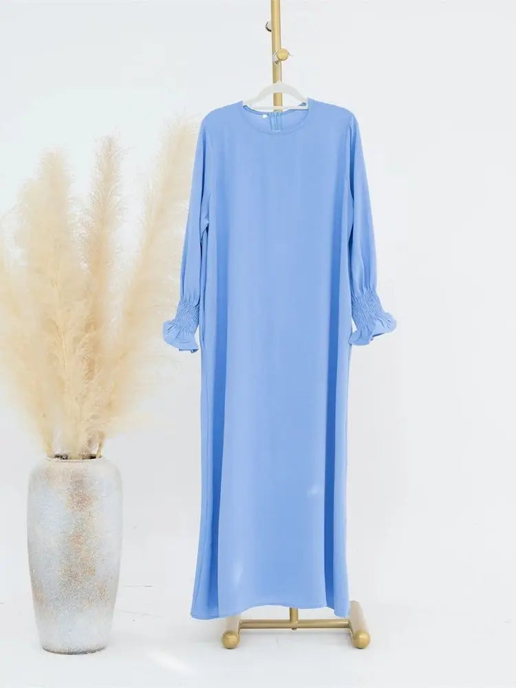 Eid Jersey Solid Modest Under Abaya Dubai 2024 Palestine Women Islamic Clothing Muslim Kaftan Inner Dresses Robe Femme Musulmane - Matrix-studios.com