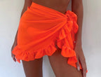 6 Colors Ruffle Bikini Cover Ups Short Skirt for Women 2024 Summer Sun Protection Sarong Bikini Beach Dress Brazilian Sarong - Matrix Studios