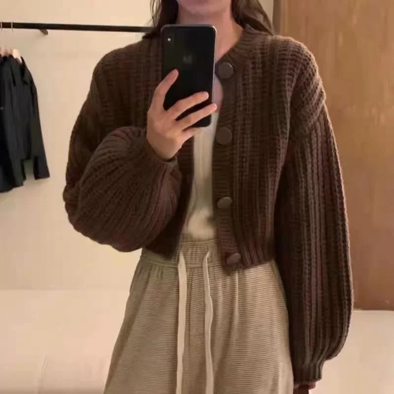 Zjaiss New 2026 Elegant Vintage Minimalist Lady Tops Chic Korean Fashion Short Cardigans Knitted Poncho Women Sweater - Matrix Studios