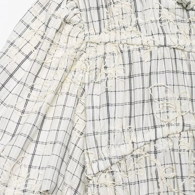 TFAFXY 2026 Summer Bow Plaid Embroidered Blouse Women Sets A-line Midi Long Skirt Suits Y2K - Matrix-studios.com