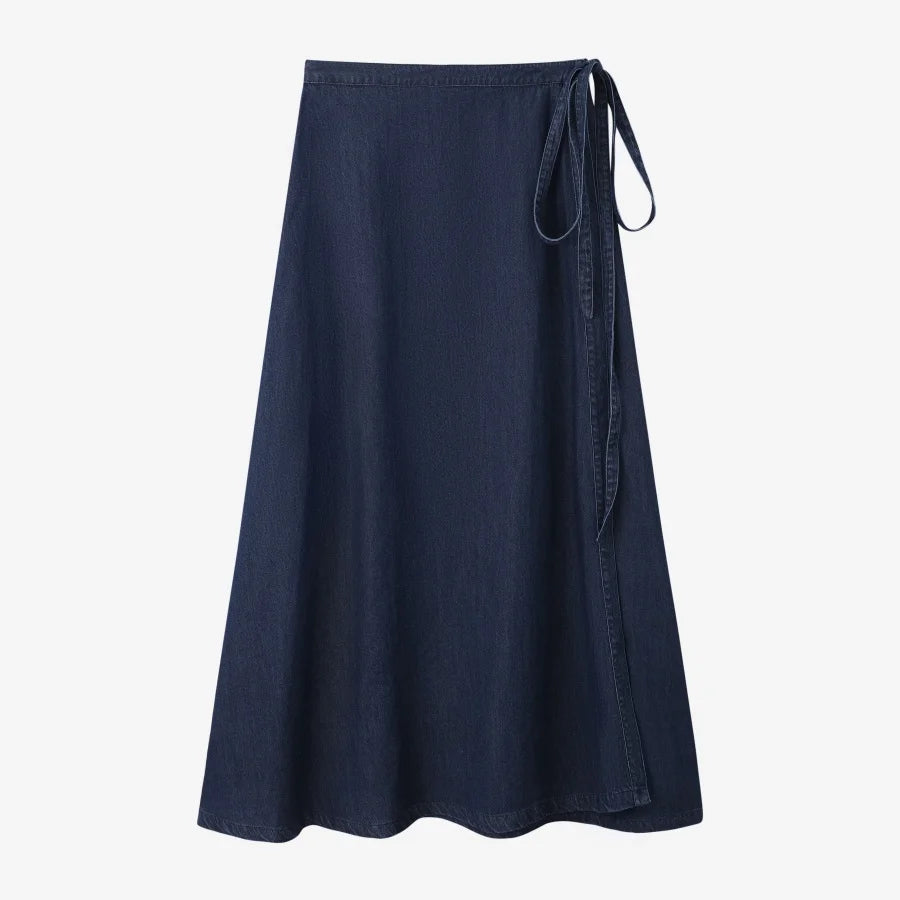AS AW25 denim one pieces  wrap skirts adjustable waist woman clothing - Matrix-studios.com
