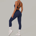 Sexy Hollow Cross Backless Sporty Tight Jumpsuit Woman Sportswear Summer One Pieces Outfit Gym Fitness Overalls Yoga Jump Suit - Matrix Studios