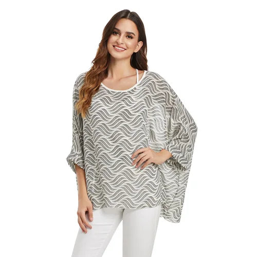 BHflutter White Blouse Shirt Women Fashion Batwing Casual Summer Tops Tees Ladies Print Chiffon Blouses Streetwear Plus Size - Matrix-studios.com