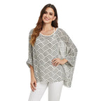 BHflutter White Blouse Shirt Women Fashion Batwing Casual Summer Tops Tees Ladies Print Chiffon Blouses Streetwear Plus Size - Matrix-studios.com