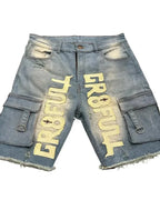 American New Retro Letter Embroidery Tooling Denim Shorts Trend Gothic Y2K Harajuku Hip-hop Loose Sports Shorts Street clothes