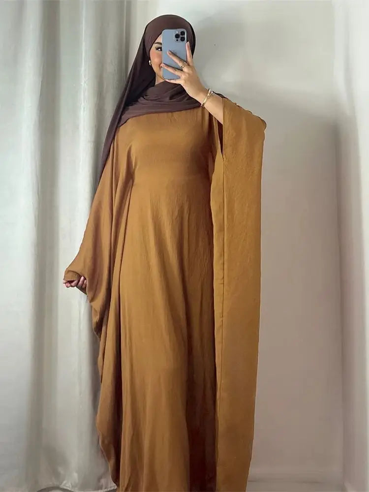 Ramadan Eid Soft Crepe Khimar Batwing Abaya Dubai Islam Muslim Modest African Dresses For Women Kaftan Kebaya Robe Femme Musulma - Matrix-studios.com