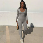 Dulzura Women 2024 Autumn Winter Long Sleeve Bodycon Streetwear Jumpsuit Overall One Piece Outfit Wholesale Items for Business - Matrix Studios