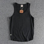 Summer New American Sleeveless O-neck Solid Color T-shirt Men's Fashion 100% Cotton Washed Casual Sports Fitness Basketball Vest - Matrix Studios