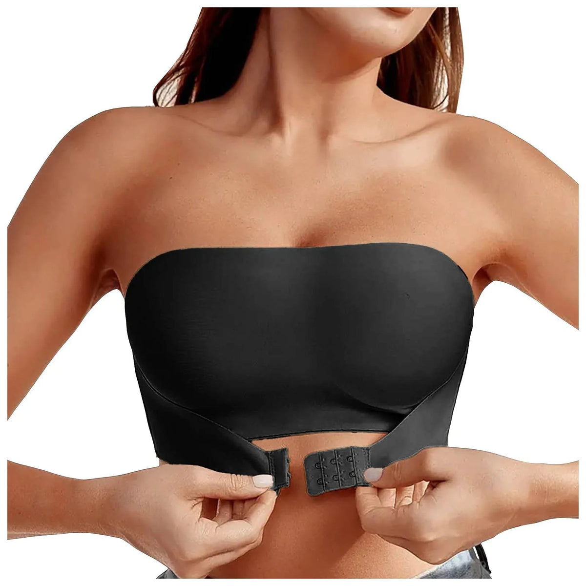 Women's Strapless Bra Sexy Seamless No Padding Front Button Bra Comfortable Smooth Women's Half Cup Silicone Non-slip Underwear - Matrix Studios