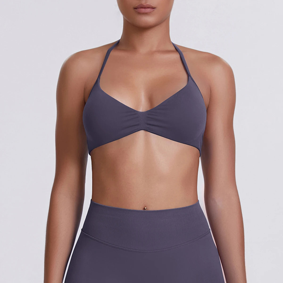 Sexy Neck Strap Bra for Woman Summer Breathable Backless Yoga Bra Women Fitness Solid Color Yoga Sports Bra Workout Top - Matrix-studios.com