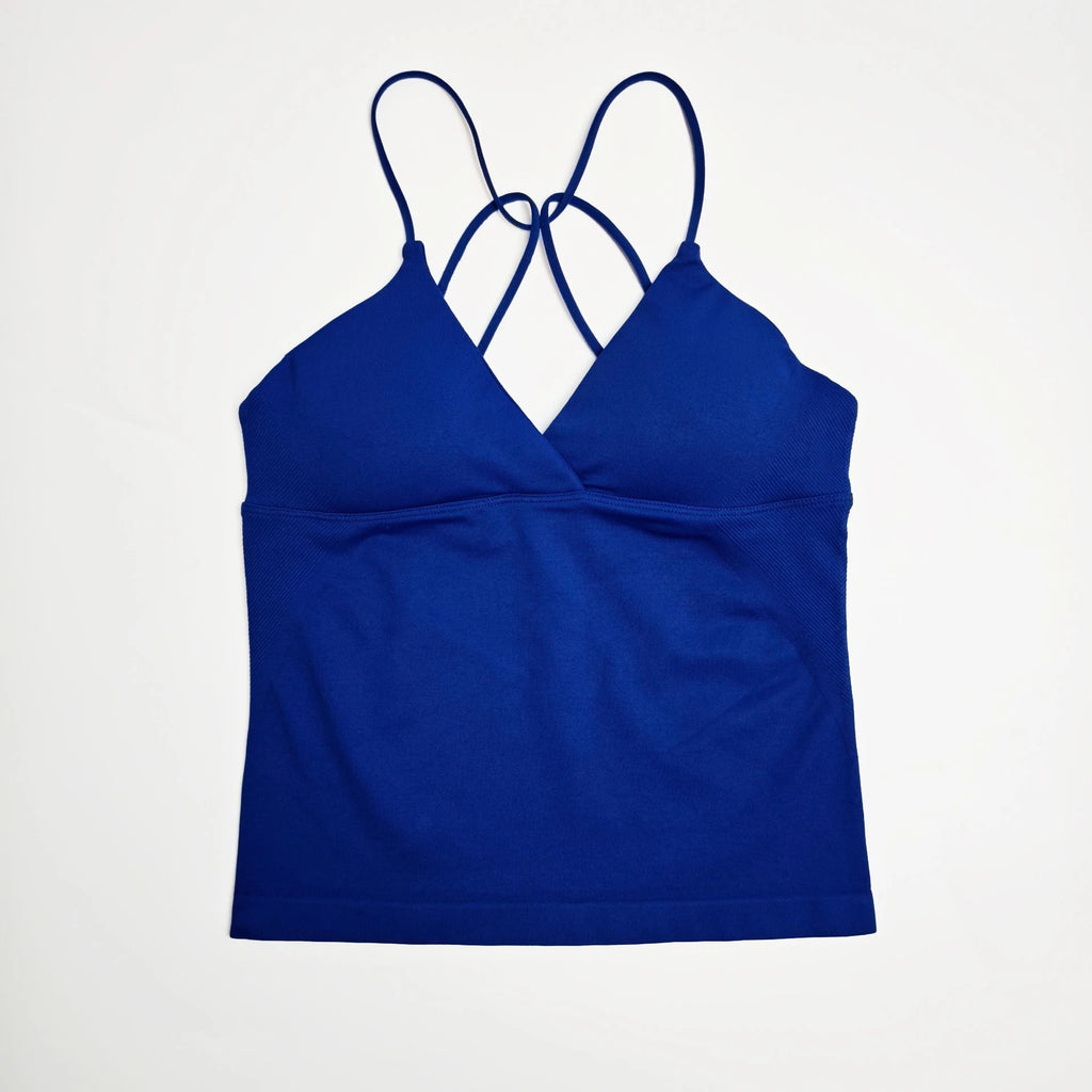 NCLAGEN Vision Twist Front Longline Top Women's Seamless Thin Straps Yoga Gym Workout Vest Running Tank Tops Fitness Clothing - Matrix-studios.com