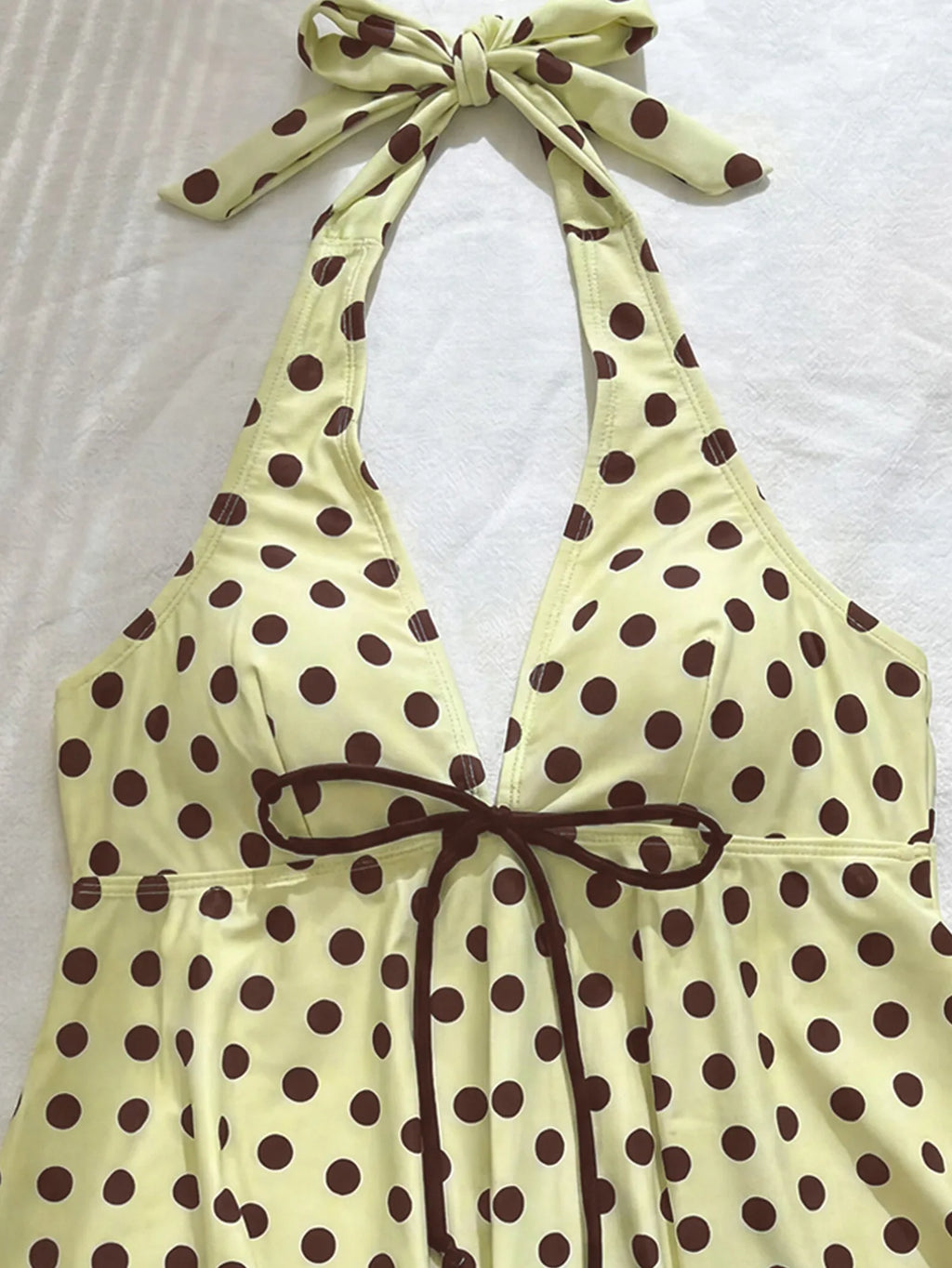 Vintage Polka Dot 2 Piece Bikinis Set Bathing Suit Tankini Halter Bikini Front Tie Flounce Tank Side Tie High Cut Pool Swimwear - Matrix-studios.com