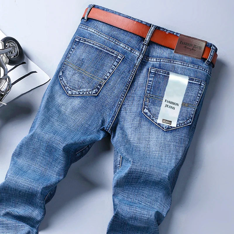2026 New Style Business Men's Jeans Casual Straight Stretch Fashion Classic Blue Black Work Pant Denim Trousers Male Clothing - Matrix Studios