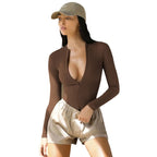 2025 Fall Winter New Women's Jumpsuits Tight-Fitting Knit Jumpsuit with Zipper Top Y2k Woman Clothing - Matrix Studios