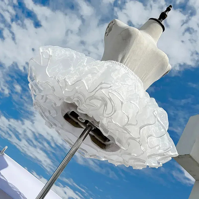 Multi-layer Ruffled Petticoats for Women Fluffy Bubble Skirt Crinoline Underskirt No Hoop Boneless Lolita Puffy Skirt Mini Skirt - Matrix-studios.com