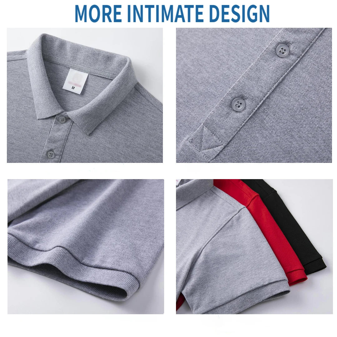 100% Cotton Classic Uniform Work Men And Women Golf Polo Shirts Custom Print Design Brand Text Tops Button Down Lapel Shirt - Matrix-studios.com