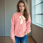 2024 New Bow Tie Tied Sweater Women Sweet Lovely Commuter Knitted Cardigan Female Fashionable Casual Trend Sweaters Coat - Matrix Studios