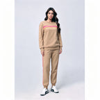 Women's 2 Piece Outfits Rainbow Stripe Sweatsuit Set Long Sleeve Crewneck Sweatshirt Pullover Top & Jogger Pants with Pockets Soft Casual Loungewear Tracksuit Oversized Relaxed Fit Matching Set for Fall Winter Streetwear