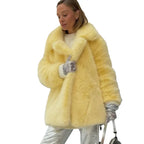 Autumn Winter Thick Warm Faux Fur Coat Medium Length Fox Fur Coat Casual High Quality Fluffy Jacket Abrigos De Peluche De Mujer - Matrix Studios