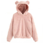 Autumn Winter Women's Hoodies Winter Women Long Sleeve Rabbit Ear Hood Sweatshirt Cute Plush Warm Casual Hoodie Tops - Matrix Studios