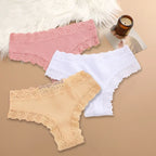 3Pcs/set Women Cotton Lace Panties Floral Intimate Underwear Trendy Patchwork Lace Briefs Female Soft Underpants Lingerie S-XL - Matrix Studios