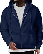 Men's Long Sleeve Zipper Hoodie Autumn Winter Fashion Casual Loose Fit Sweatshirt Sportswear Male Outfit - Matrix Studios