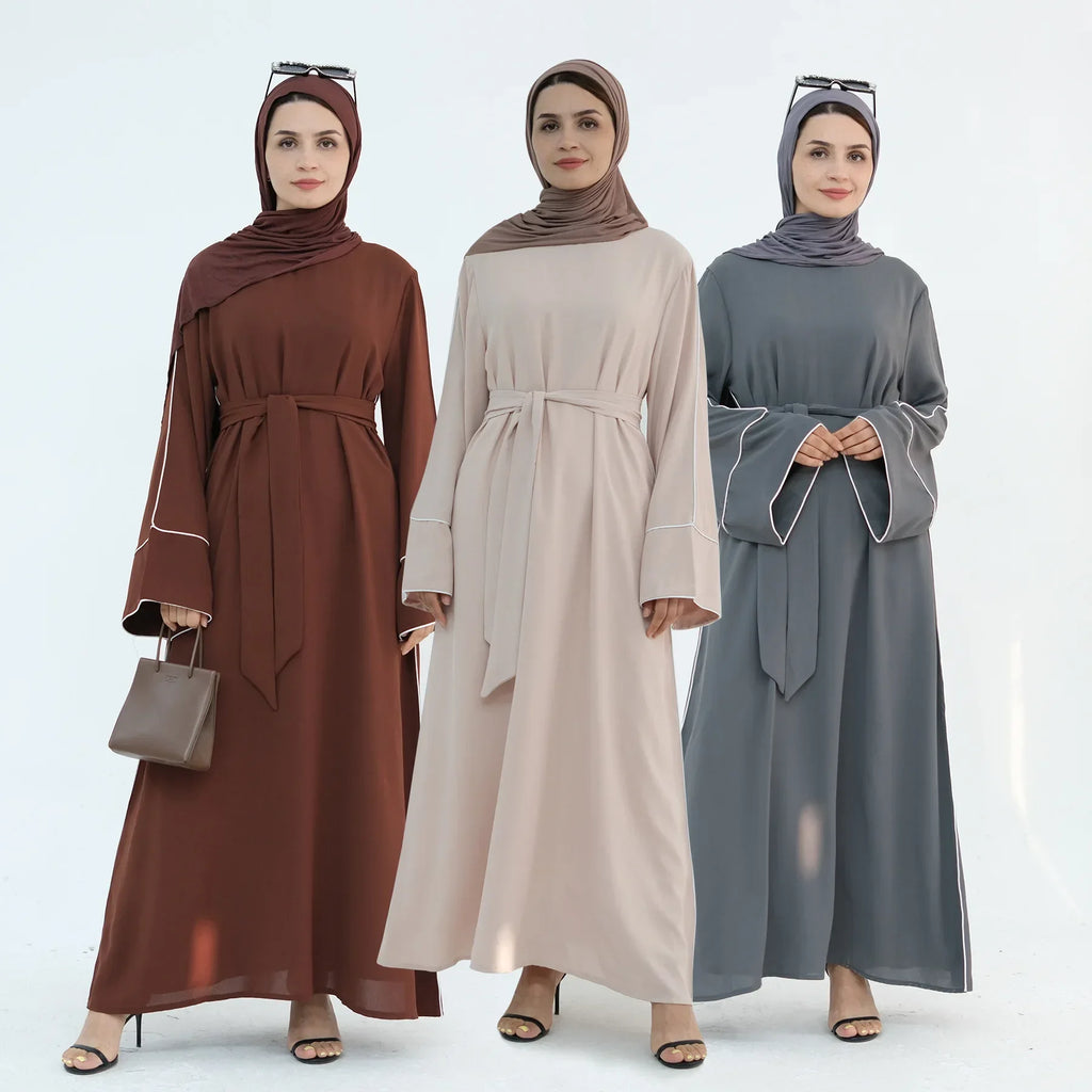 Eid Plain Closed Abaya Dress Silk Velvet Abayas for Women Dubai Luxury Muslim Modest Dresses Islamic Clothing Kaftan Hijab Robe - Matrix-studios.com