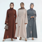Eid Plain Closed Abaya Dress Silk Velvet Abayas for Women Dubai Luxury Muslim Modest Dresses Islamic Clothing Kaftan Hijab Robe - Matrix-studios.com