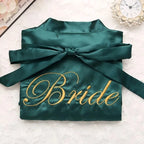 Bride Bridesmaid Wedding Robe Embroidery Kimono Bathrobe Gown Nightgown Casual Satin Short Women Sexy Nightwear Sleepwear - Matrix-studios.com
