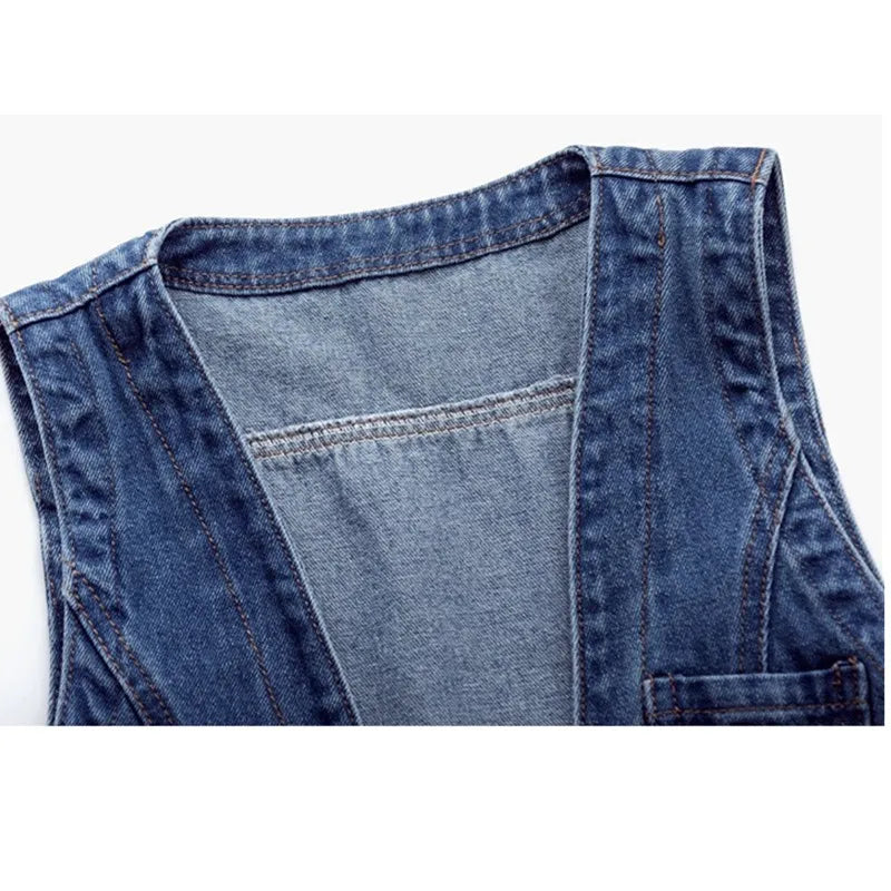 Women Vintage Denim Waistcoat Jacket 2026 Spring New Female Short Slim Sleeveless Coat Vest 6XL Single Breasted Solid Casual Top - Matrix Studios