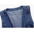 Women Vintage Denim Waistcoat Jacket 2026 Spring New Female Short Slim Sleeveless Coat Vest 6XL Single Breasted Solid Casual Top - Matrix Studios