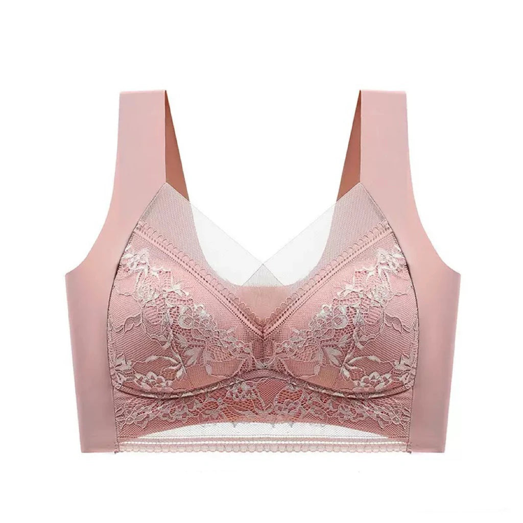 1pcs Women Lace Plus Size Bra Basic Anti Sagging Thin Vest With Padded Female Brassier Lady Ice Silk Seamless Comfort Breath Bra - Matrix Studios