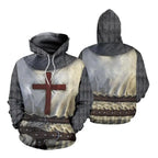 Knights Templar Armor Hoodies Jacket Crusader Cross Medieval Sweathsirt Pullover Full Printed 3D Men's Hoodie Tracksuit Carnival - Matrix Studios