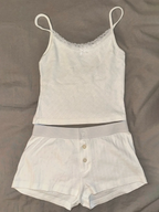 Strawberry Vest Shorts 2 Pieces Set Woman Eyelet Bow Slim Tank Top with Elastic Waist Patchwork Straight Short Pant Sweet Sets - Matrix-studios.com
