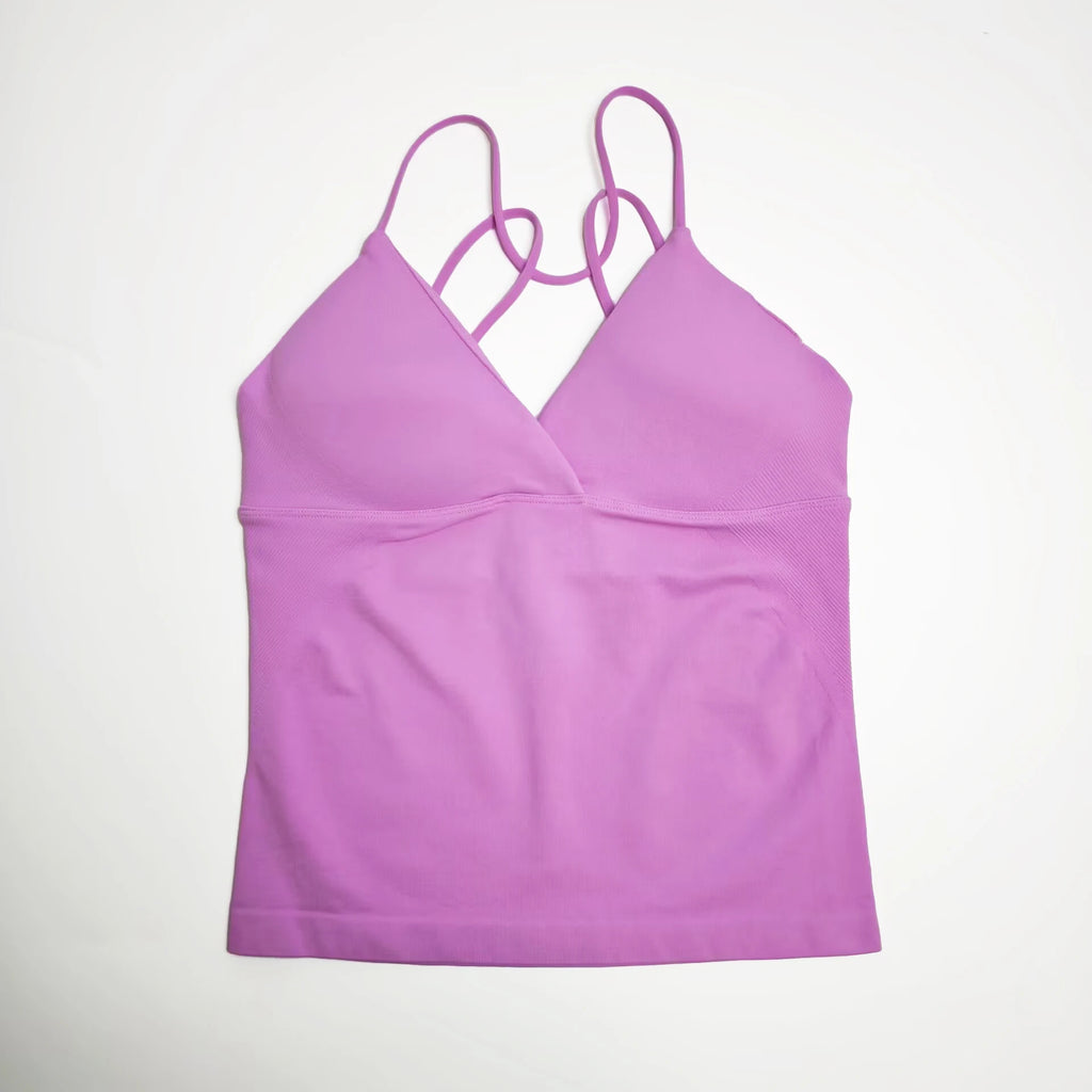 NCLAGEN Vision Twist Front Longline Top Women's Seamless Thin Straps Yoga Gym Workout Vest Running Tank Tops Fitness Clothing - Matrix-studios.com