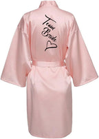Women Silk Satin Short Night Printing Robe Kimono Robe Fashion Bath Robe Sexy Bathrobe Femme Wedding Bride Bridesmaid M024