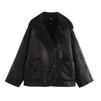 Winter Women's Black Faux Leather Jacket Warm Streetwear Outwear Solid Elegant Warmth 2026 PU Coat for Ladies Jackets Coat Tops - Matrix Studios